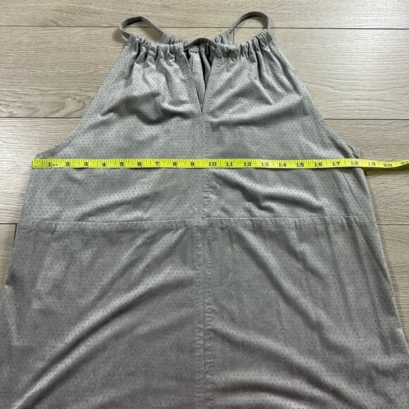 Gray Faux Suede Halter Neck Tank Blouse Top - Picture 5 of 6